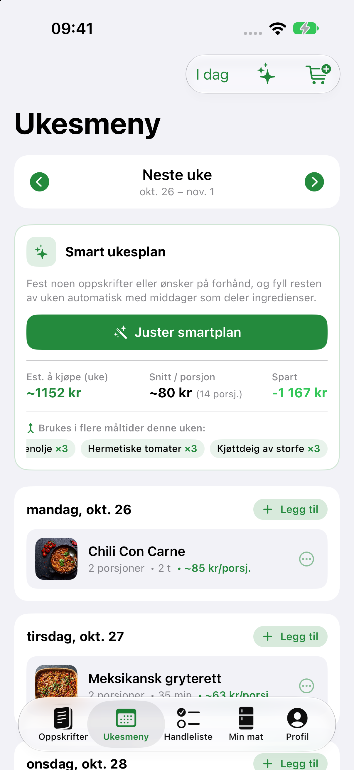Foodwin Smart Weekly Meal Planner