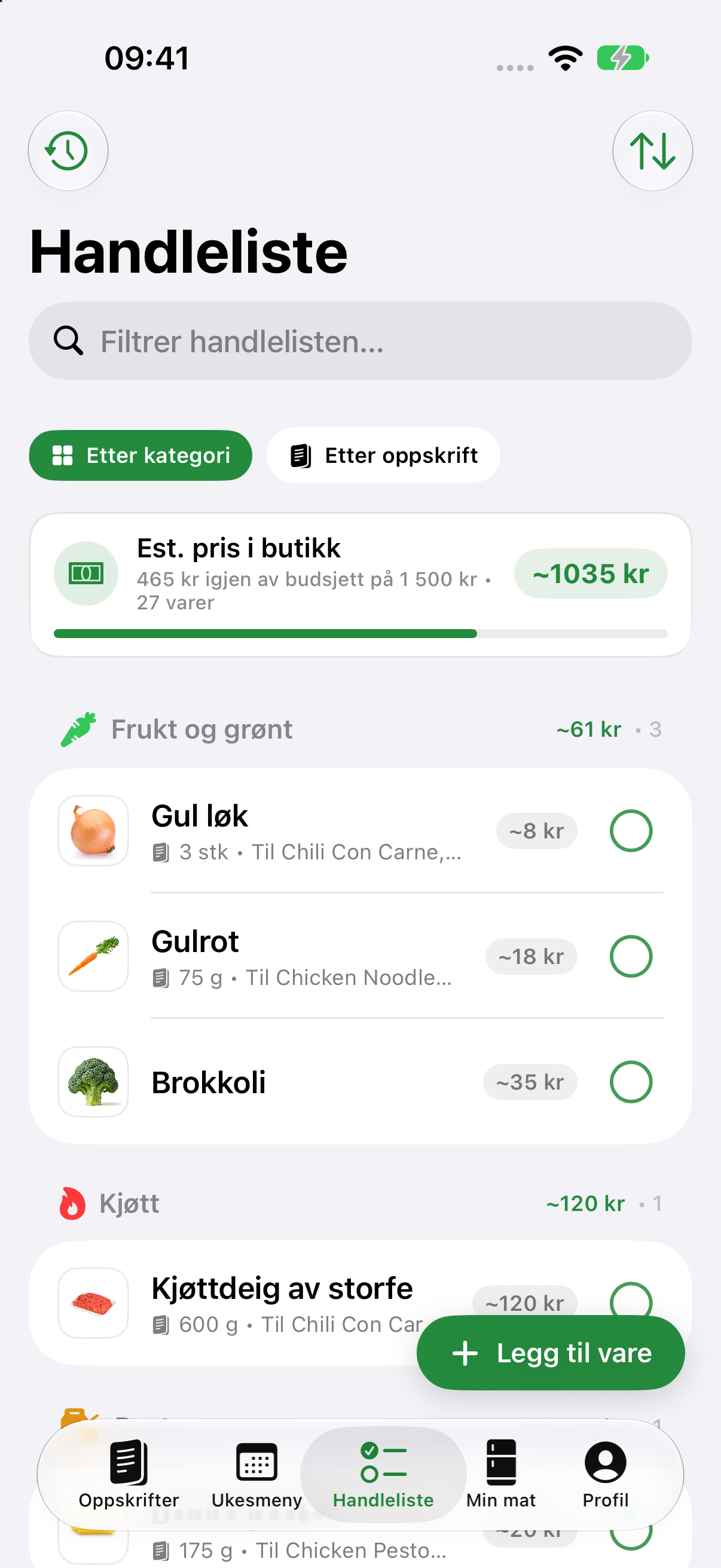 Foodwin Smart Shopping List
